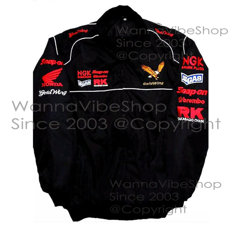 Honda Gold Wing Racing Team Pit Crew Motorcycle Jacket Moto GP MotoGP Motorsport Autosport Vintage Retro Race Racer Gear Automobile Suit Top Crew Club Jackets Coat Coats_front_image