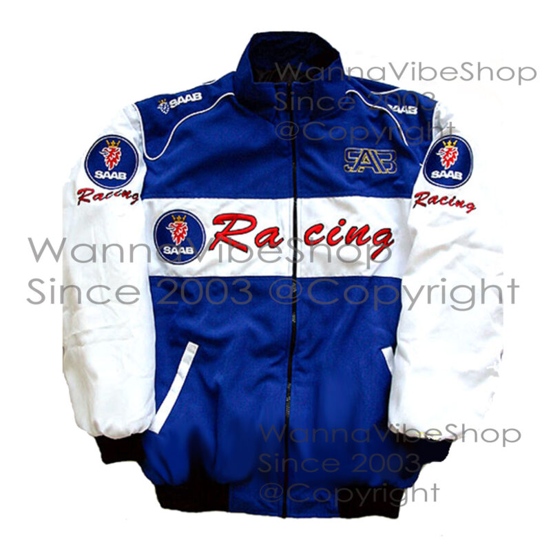 Saab Racing Team Pit Crew Motor Jacket Motorsport Autosport Vintage Retro Race Racer Gear Automobile Suit Top Crew Club Jackets Coat Coats_front_image