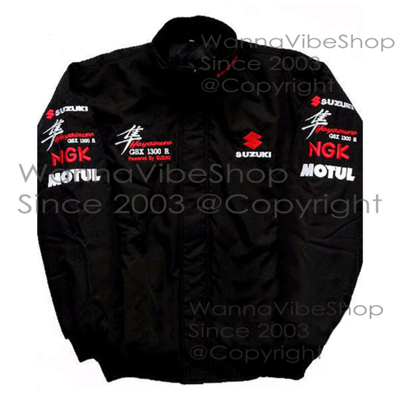 Suzuki Hayabusa Racing Team Pit Crew Motorcycle Jacket Moto GP MotoGP Motorsport Autosport Vintage Retro Race Racer Gear Automobile Suit Top Crew Club Jackets Coat Coats_front_image